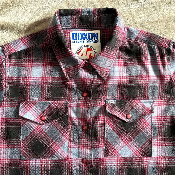 Rare Women's Dixxon Maroon Plaid Flannel - J&P Cycles 40th Anniversary - Medium - Picture 2 of 9